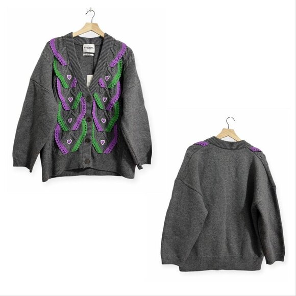 ESSENTIEL ANTWERP Elk Oversized Wool Cardigan, Size M, Gray, New with tag, - Picture 15 of 15